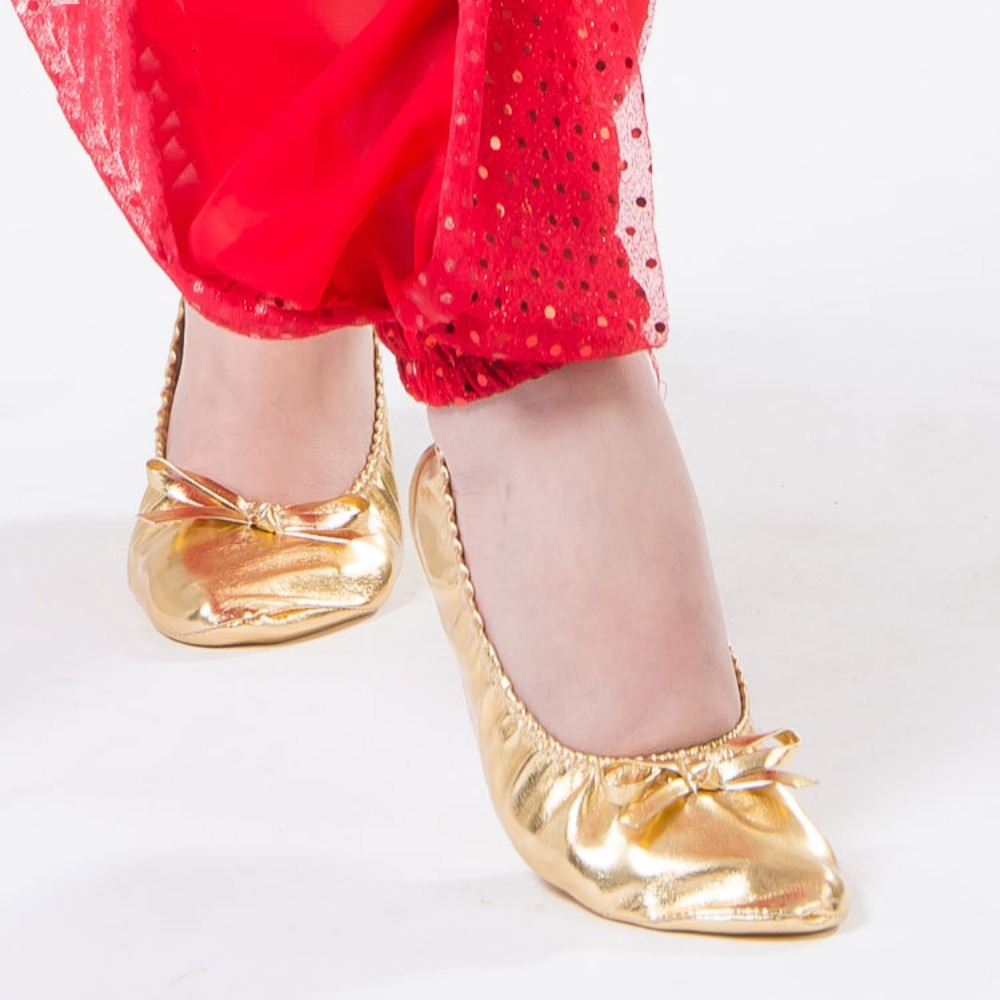 Ethnic Fashion India - Stijlvolle buikdansschoenen met strik, van leer,