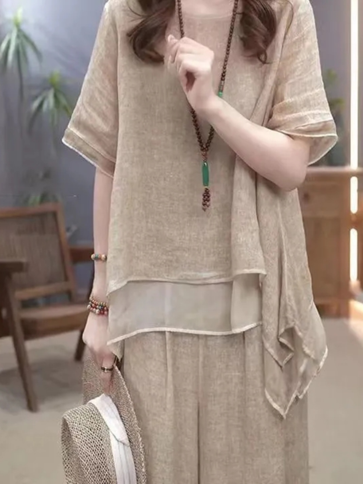 New Ethnic Fashion - Retro katoenen linnen set voor dames,